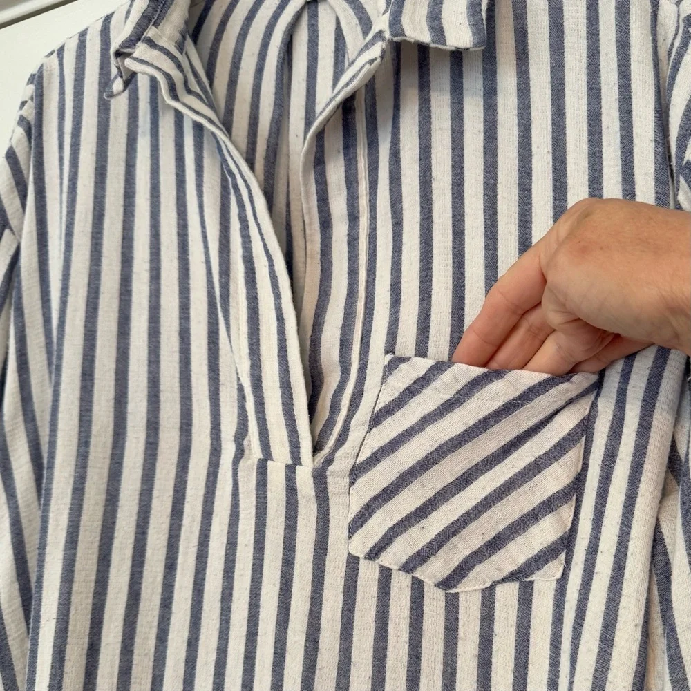 Umgee Blue Striped Tunic Top M - Picture 4 of 12